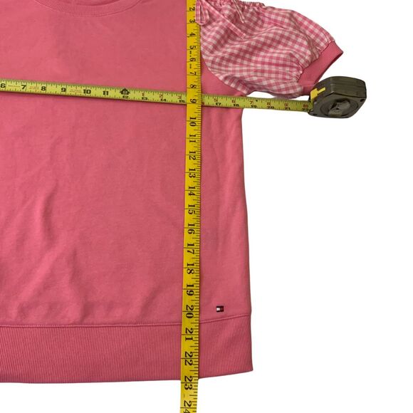 Tommy Hilfiger Cotton Gingham Check Short Sleeve Blouse Top Pink Size SP - Picture 8 of 12